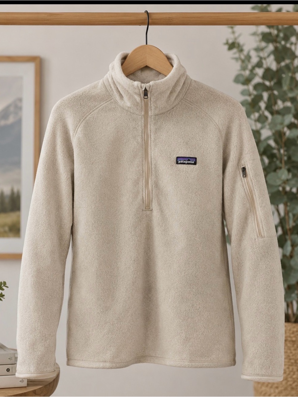 Patagonia small mint/cream 1/4 zip sweater jacket